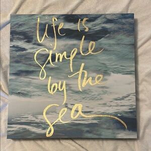 Gold Script Ocean Canvas Art
